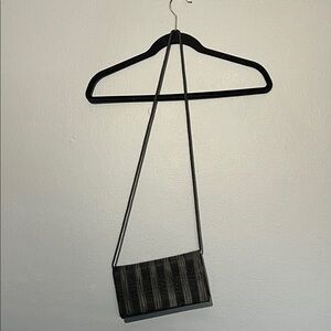 Black Striped Crossbody Clutch